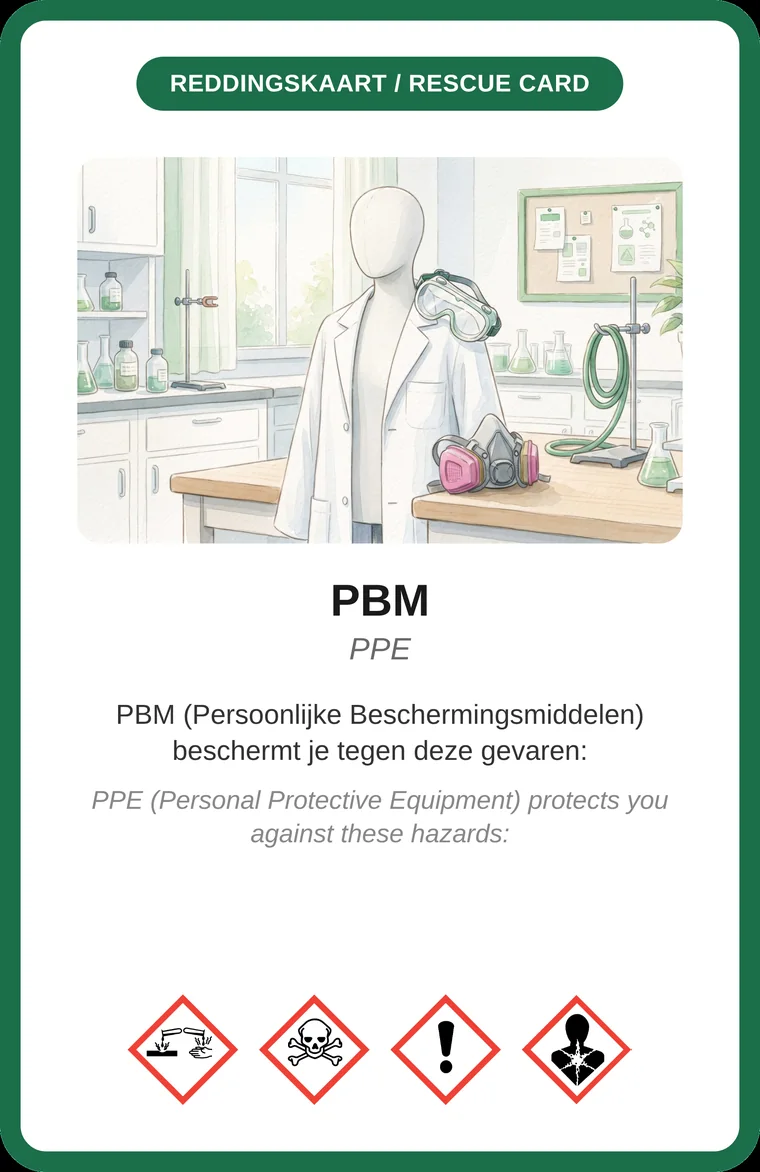 Reddingskaart PBM, met een labjas
