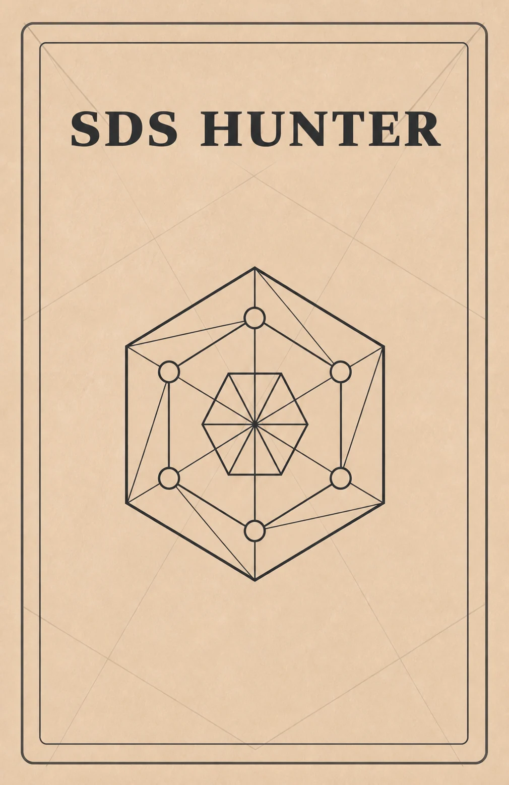 De achterkant van de kaarten van SDS Hunter, met het embleem